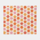 Roze en Oranje esthetische retro groovy bloempat Fleece Deken (Voorkant (Horizontaal))