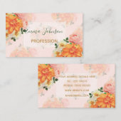 Roze en Oranje Floral Art Design Visitekaartje (Voorkant / Achterkant)