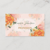 Roze en Oranje Floral Art Design Visitekaartje (Voorkant)