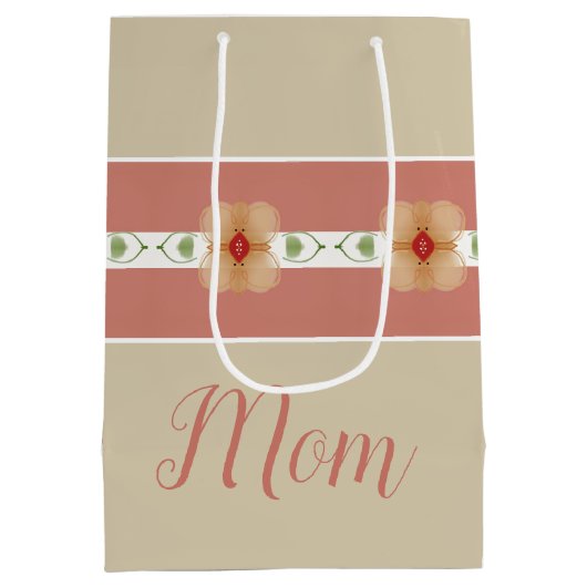 Roze en Oranje Floral Medium Cadeauzakje (Achterkant)