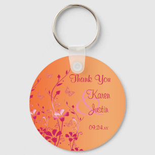 Roze en Oranje Floral met Butterflies Sleutelhange Sleutelhanger