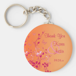 Roze en Oranje Floral met Butterflies Sleutelhange Sleutelhanger