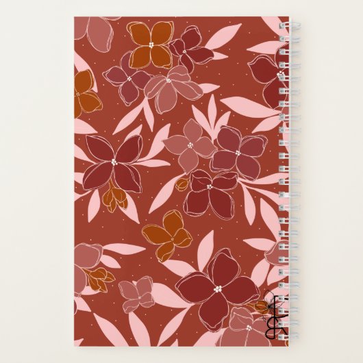 Roze en oranje floral spiraal notitieboek | Journa (Achterkant)