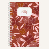 Roze en oranje floral spiraal notitieboek | Journa (Voorkant)