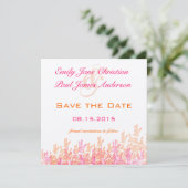 Roze en Oranje Floral Wedding sparen de Datum Save The Date (Staand voorkant)