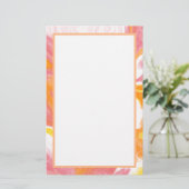 Roze en Oranje Fluid Art Briefpapier (Staand voorkant)