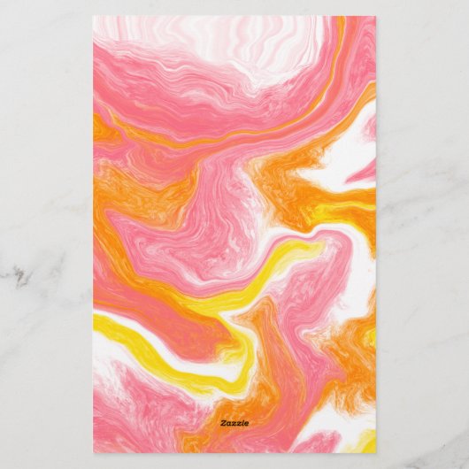 Roze en Oranje Fluid Art Briefpapier (Achterkant)