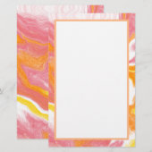 Roze en Oranje Fluid Art Briefpapier (Voorkant / Achterkant)