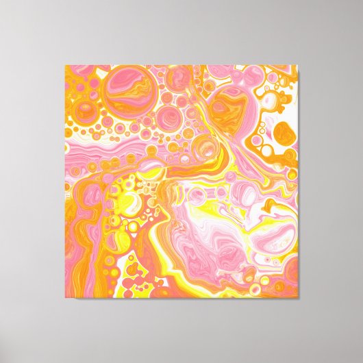 Roze en Oranje Fluid Art Canvas Afdruk (Voorkant)