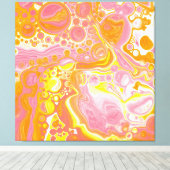 Roze en Oranje Fluid Art Canvas Afdruk (Insitu (Houten vloer))