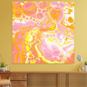 Roze en Oranje Fluid Art Canvas Afdruk (Insitu (Woonkamer))
