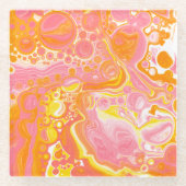 Roze en Oranje Fluid Art Glazen Onderzetter (Voorkant)