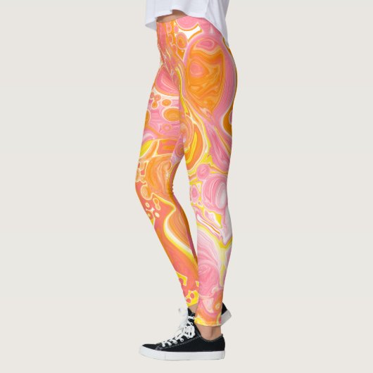Roze en Oranje Fluid Art Leggings (Links)