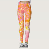 Roze en Oranje Fluid Art Leggings (Voorkant)