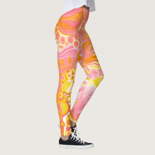 Roze en Oranje Fluid Art Leggings (Rechts)