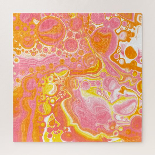 Roze en Oranje Fluid Art Legpuzzel (Verticaal)