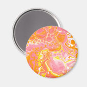 Roze en Oranje Fluid Art Magneet (Voorkant / Achterkant)