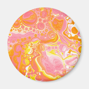 Roze en Oranje Fluid Art Magneet