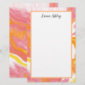 Roze en Oranje Fluid Art op maat Briefpapier (Voorkant / Achterkant)