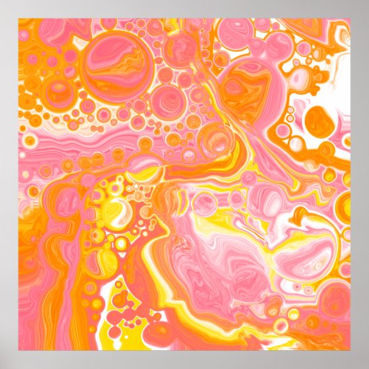 Roze en Oranje Fluid Art Poster (Voorkant)