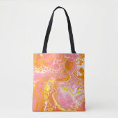 Roze en Oranje Fluid Art Tote Bag (Voorkant)