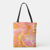 Roze en Oranje Fluid Art Tote Bag (Achterkant)