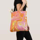Roze en Oranje Fluid Art Tote Bag (Dichtbij)