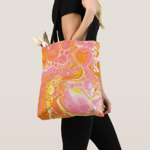 Roze en Oranje Fluid Art Tote Bag