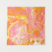Roze en Oranje Fluid Art Wandkleed (Voorkant (horizontaal))