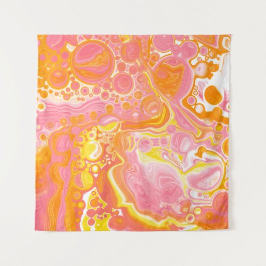 Roze en Oranje Fluid Art Wandkleed (Voorkant)