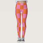 Roze en Oranje geborgd patroon Leggings<br><div class="desc">Roze en Oranje Gecontroleerde Leggings van het Patroon</div>