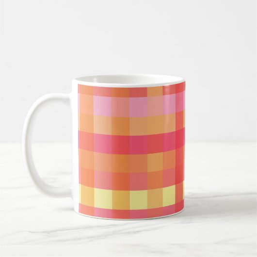 Roze en oranje gebrand koffiemok (Links)