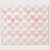 Roze en Oranje gekleurde harten Valentijnsdag Cadeaupapier (Vlak)