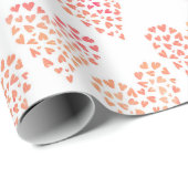 Roze en Oranje gekleurde harten Valentijnsdag Cadeaupapier (Rol Hoek)