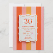 Roze en Oranje Gelatine Gestreepte Frame Verjaarda