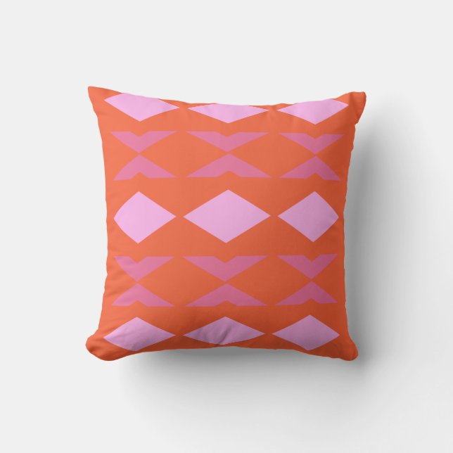 Roze en Oranje geometrisch modern Kieuwontwerp Kussen (Voorkant)