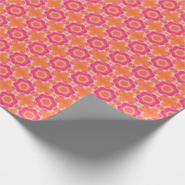 Roze en Oranje geometrisch patroon Cadeaupapier