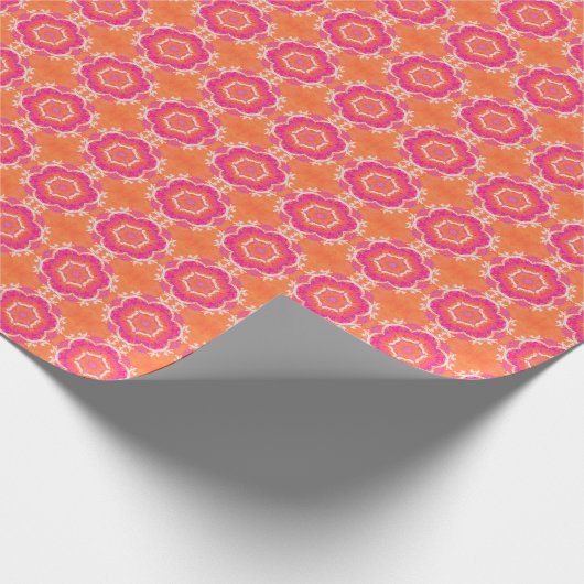 Roze en Oranje geometrisch patroon Cadeaupapier (Hoek)