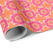 Roze en Oranje geometrisch patroon Cadeaupapier (Rol Hoek)