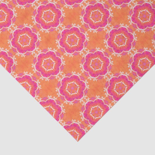 Roze en Oranje geometrisch patroon Tissuepapier (Detail)
