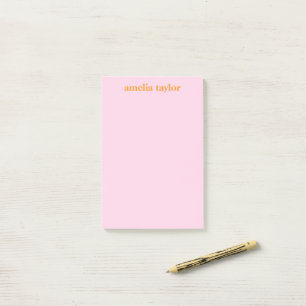Roze en oranje gepersonaliseerde docentennaam post-it® notes