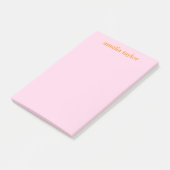 Roze en oranje gepersonaliseerde docentennaam post-it® notes (Schuin)