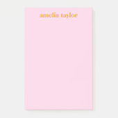 Roze en oranje gepersonaliseerde docentennaam post-it® notes (Voorkant)