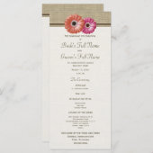 Roze en Oranje Gerbera Daisy Wedding Program Programmakaart (Voorkant / Achterkant)