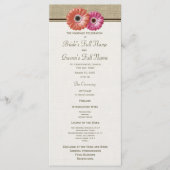 Roze en Oranje Gerbera Daisy Wedding Program Programmakaart (Voorkant)