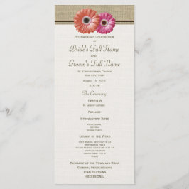 Roze en Oranje Gerbera Daisy Wedding Program Programmakaart