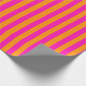Roze en Oranje gestreept Cadeaupapier (Hoek)