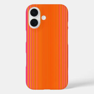 Roze en Oranje gestreept patroon iPhone 16 Hoesje