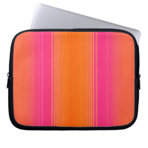 Roze en Oranje gestreept patroon Laptop Sleeve