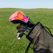 Roze en Oranje Golfing Argyle Preppy gepersonalise Golfheadcover (Insitu)